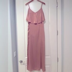 Long pink silk dress